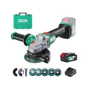Akku-Winkelschleifer 125mm 20V, DCA 630W Bürstenloser Motor Akku Flex Trennschleifer, Anti-Vibrations-Griff, 8500U/min, 4.0Ah Akku & Ladegerät, Schnellverschlussabdeckung, 4 Fächer-, 2 Trennscheiben