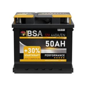 BSA Autobatterie 12V 50AH +30% Startkraft Batterie ersetzt 44Ah 45Ah 47Ah