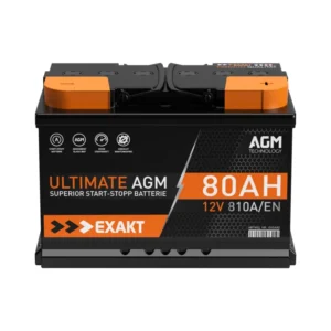 Exakt AGM Batterie 80Ah 12V Start-Stop Autobatterie VRLA ersetzt 70Ah 75Ah